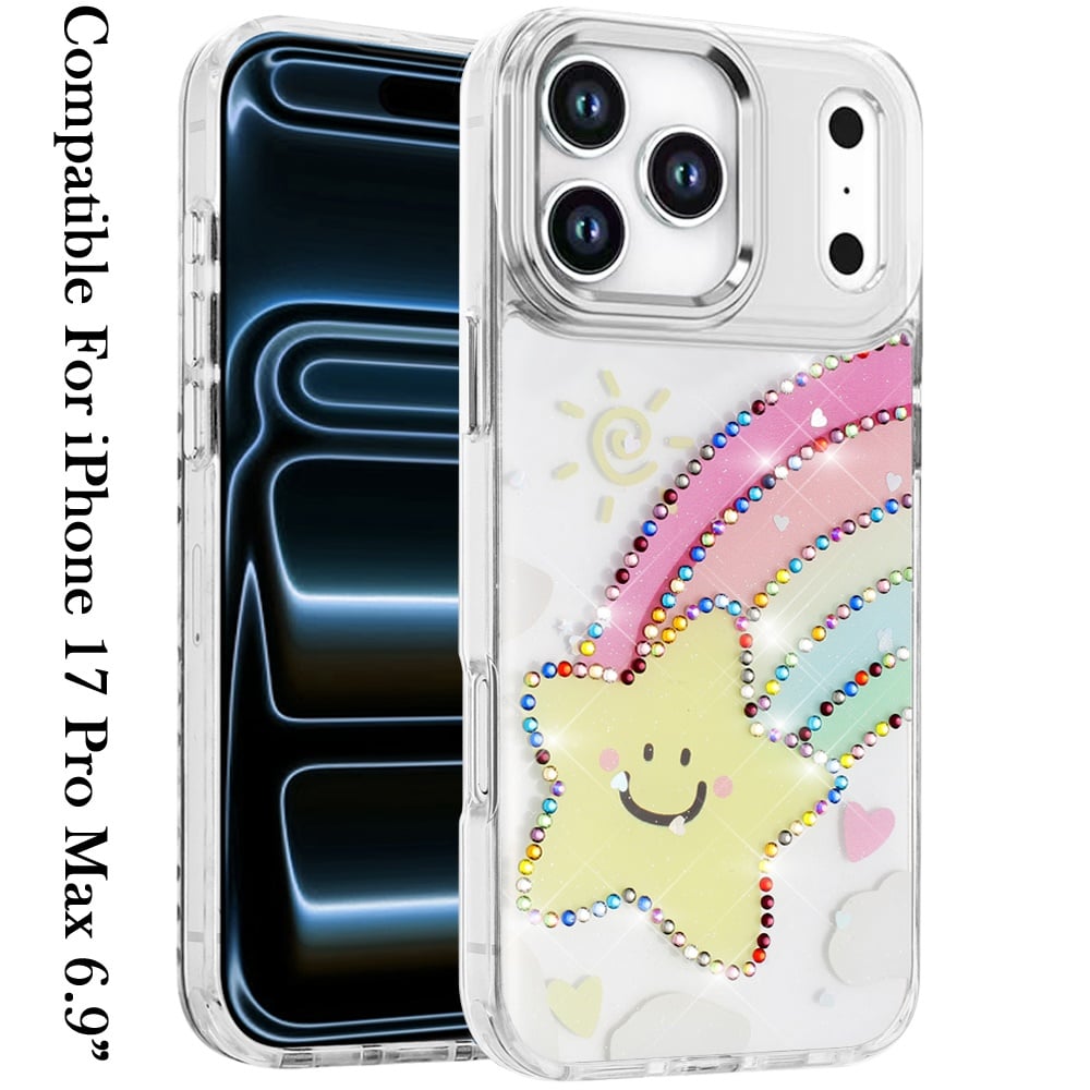 Phone Case for Apple iPhone 17 Pro Max Butterfly Resin Epoxy Diamond Bling Metal Edge Shockproof Hybrid Luxury Protective Durable Stylish Fashion Grip Cover