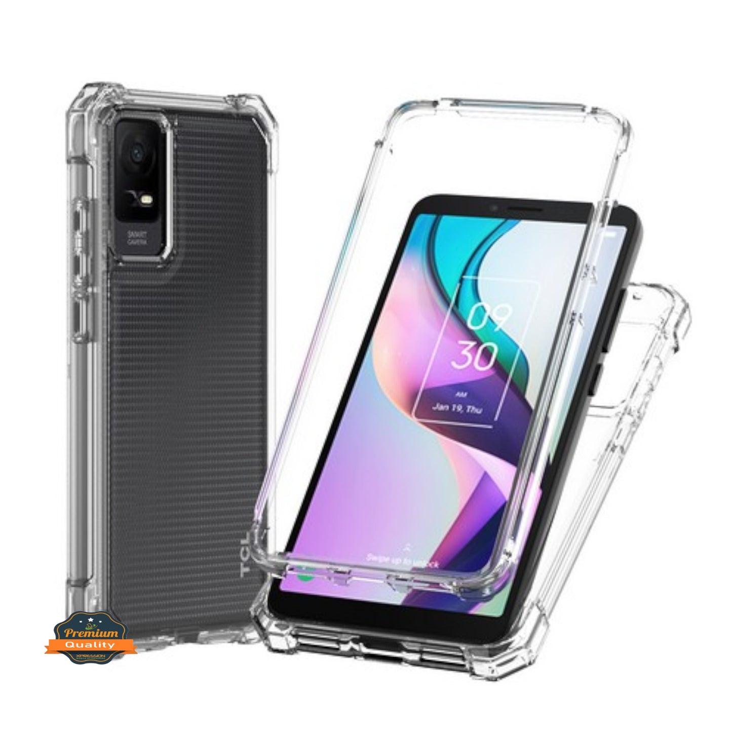 For Boost Mobile Summit 5G 2024 Hybrid 2in1 Front Bumper Frame Cover Square Edge Shockproof Soft TPU + Hard PC Anti-Slip Heavy Duty Case Cover