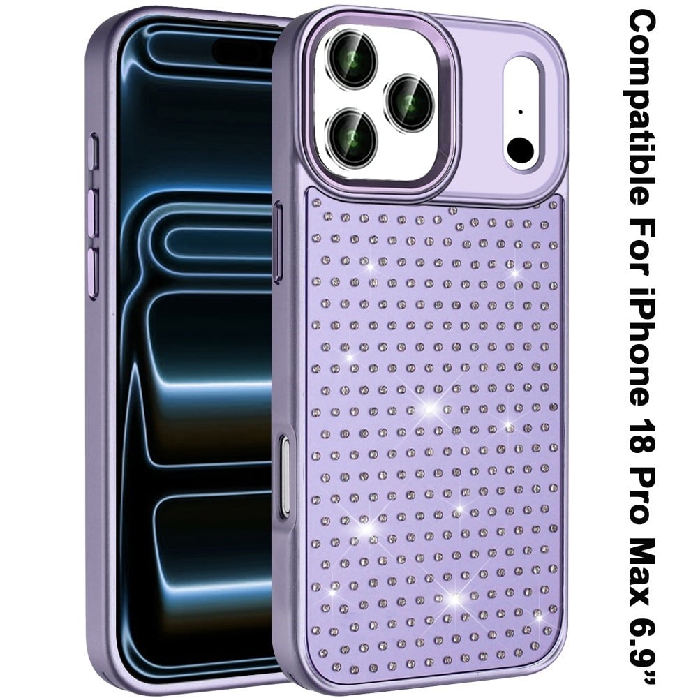 Phone Case for Apple iPhone 18 Pro Max Luxury Diamond Bling Sparkle Chrome Metallic Edge Shockproof Durable Protective Stylish Premium Hybrid Design Cover