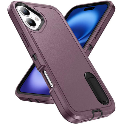 For Apple iPhone 17 Hybrid 3 Layers Hard 3in1 Shockproof with Kickstand Heavy Duty Hard TPU Rubber Anti-Drop Case Cover