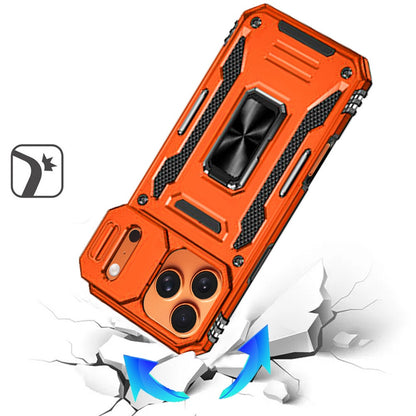 Phone Case for Apple iPhone 18 Pro Max Tough Metal Ring Shockproof Sliding Camera Window Hybrid Armor Rugged Anti Slip Heavy Duty Grip Cover