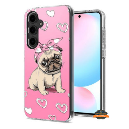 For Samsung Galaxy S25 /S24 Hybrid Clear Frame with Trendy Pattern Design, Shockproof Hard Back & TPU Rubber Case Cover