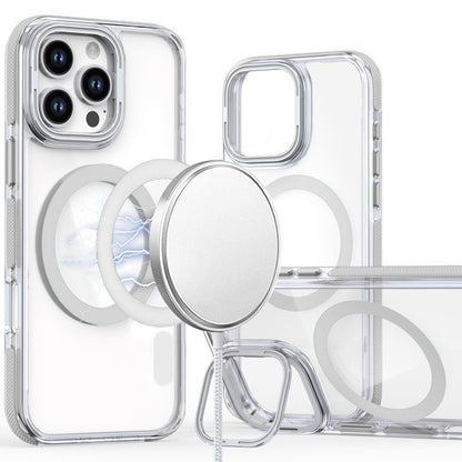 For Apple iPhone 16 Pro (6.3") Hybrid Clear Invisible Camera Bracket Stand [With Magsafe Magnetic Circle] Shockproof Color Frame Case Cover