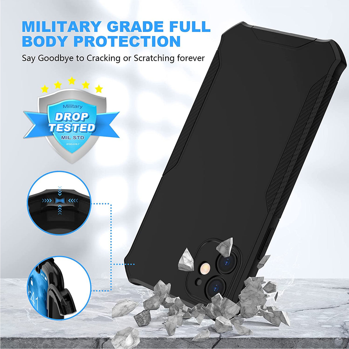 For Cloud Mobile Stratus C8 Full-Body Dual Layer Hybrid Case Slim, Drop-Proof TPU Hard PC, Durable Corner Front Bumper Protector Case Cover