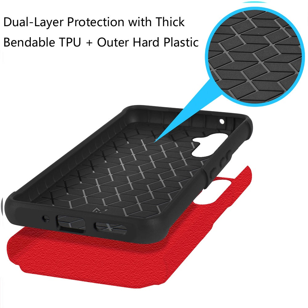 Phone Case for Samsung Galaxy A56 / A36 Premium Slim Tough 2in1 Hybrid Case Dual-Layer PC TPU Rubber Armor with Shockproof Protection Cover Red