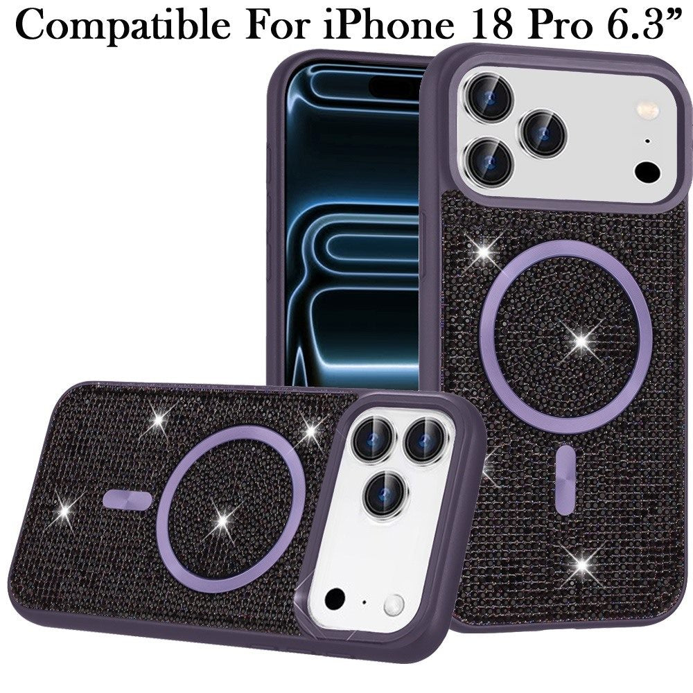 Magnetic Bling Diamond Sparkle Hybrid Shockproof Rugged Grip Durable Protection Anti-Slip Armor Design