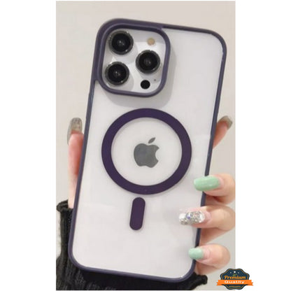 For Apple iPhone 17 Hybrid Clear Transparent with Color Edge Bumper, MagSafe Compatible Ultra Slim Hard PC Case Cover