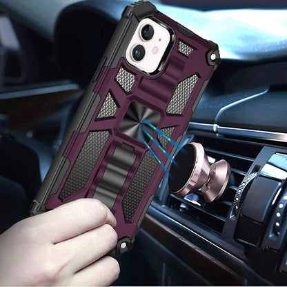 Phone Case for Apple iPhone 12 /12 Pro Built in Magnetic Hiden Kickstand Shockproof Rugged Armor Grip Hybrid Heavy Duty Anti Slip Protective Style Cover Purple