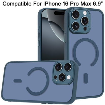 Phone Case for iPhone 16 Pro Max (6.9") Matte Frosted Magnetic Hybrid Hard PC Soft TPU Camera Protection Slim Shock Absorbing Anti Fingerprint Cover