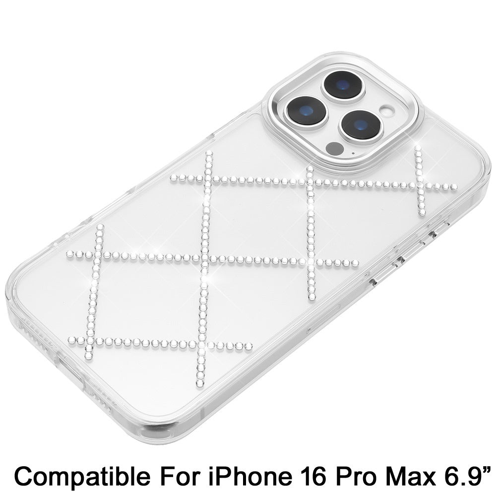 Phone Case for Apple iPhone 16 Pro Max Gem Glitter Diamond Transparent Hard TPU Hybrid Shockproof Protective Colorful Durable Anti Scratch Grip Cover