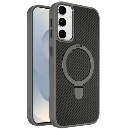 For Samsung Galaxy S26 Hybrid Carbon Fiber Design with MagSafe Compatible [Magnetic Circle], Ring Stand Shockproof Slim TPU Case Cover