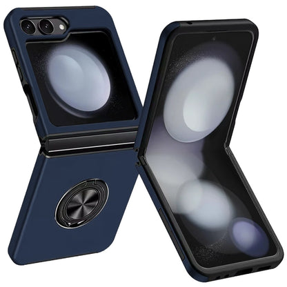 For Samsung Galaxy Z Flip 7 FE / Z Flip 6 Hybrid 360 Degree Rotatable Metal Invisible Ring Stand Holder Slim Fit Magnetic Car Mount Shockproof Case Cover Blue