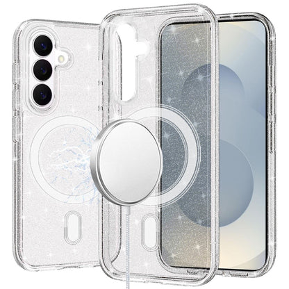 For Samsung Galaxy S26+ / S26 Plus MagSafe Compatible Glitter Sparkle Bling Hybrid Case with Magnetic Circle, Slim TPU & Hard PC Frame Case Cover