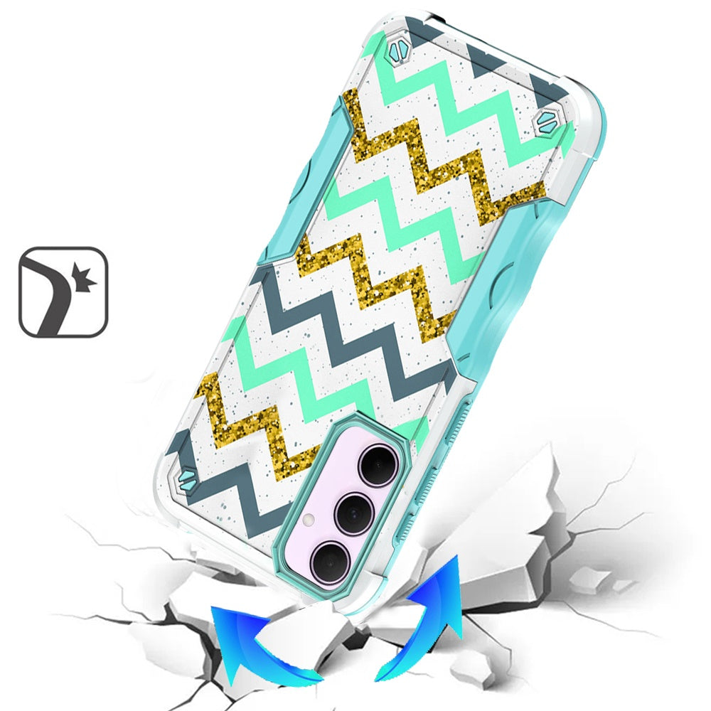 For Samsung Galaxy A35 Exquisite Design Hybrid Shock Protection Durable Grip Stylish Finish Hard PC Armor Case Cover ZigZag