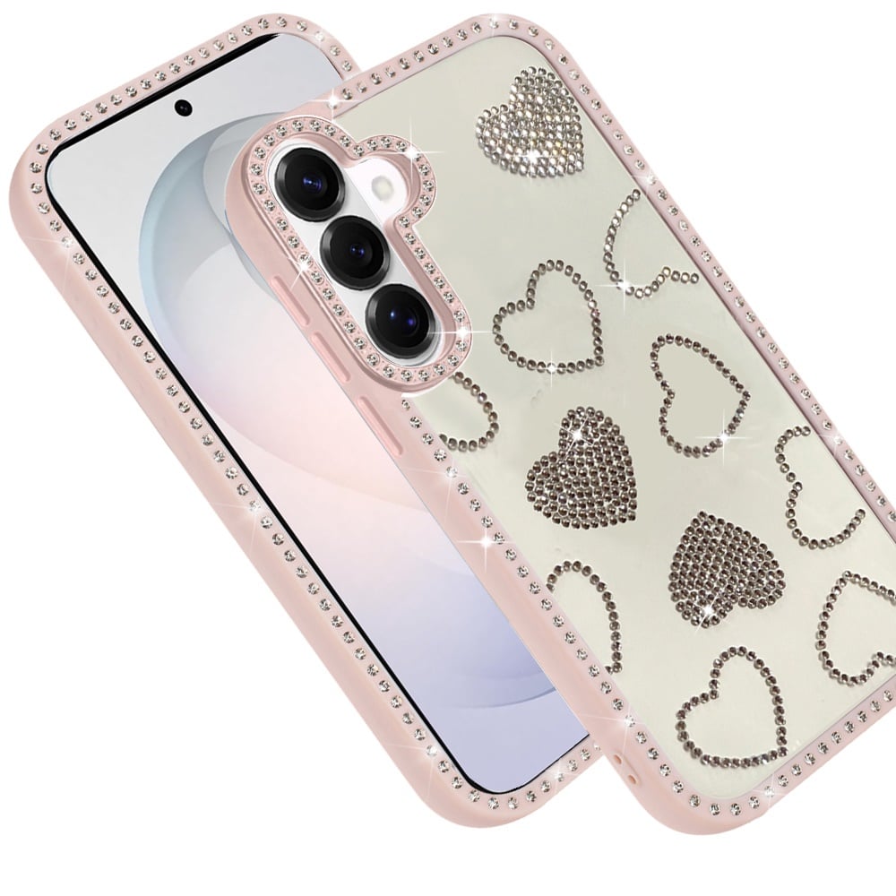 Phone Case for Samsung Galaxy S26 FE /S26 Fan Edition Spread Love Hearts Glitter Shimmer Bling Diamond Edge Shockproof Hybrid Stylish Protective Slim Grip Designer Cover