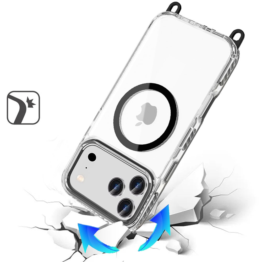 Phone Case for Apple iPhone 18 Pro Max Transparent Magnetic Lanyard Shockproof Hybrid Clear Grip Durable Camera Protection TPU Anti-Slip Design Cover
