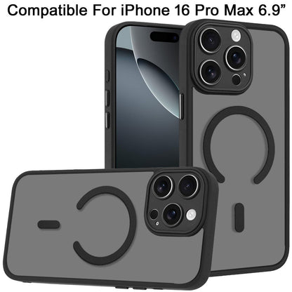Phone Case for iPhone 16 Pro Max (6.9") Matte Frosted Magnetic Hybrid Hard PC Soft TPU Camera Protection Slim Shock Absorbing Anti Fingerprint Cover