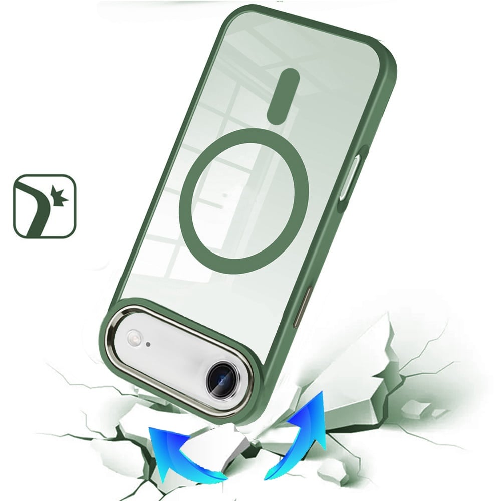 For Apple iPhone 17 Air (6.6") MagSafe Compatible Transparent Greatest Clear Acrylic with Color Frame Thick Hybrid TPU Hard Case Cover