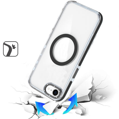 For Apple iPhone 17E /16E Transparent Back with Colorful Frame, Strong Magnetic Circle, MagSafe Compatible, Slim Shockproof Protection Case Cover