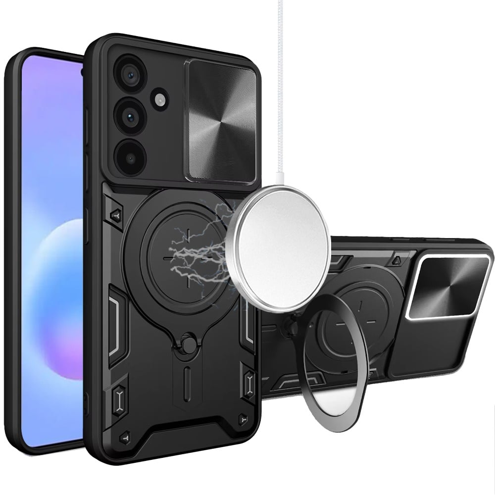 Phone Case for Samsung Galaxy A57 Magnetic Ring Stand Shockproof Hybrid Full Camera Slide Guard Anti Slip Heavy Duty Protective Armor Cover