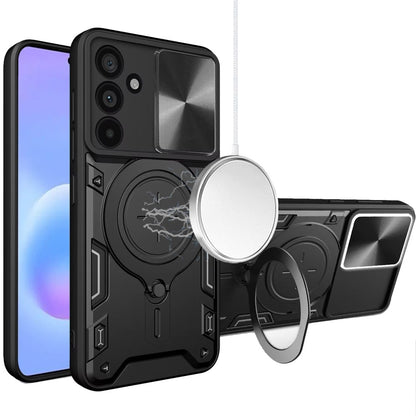 Phone Case for Samsung Galaxy A57 Magnetic Ring Stand Shockproof Hybrid Full Camera Slide Guard Anti Slip Heavy Duty Protective Armor Cover