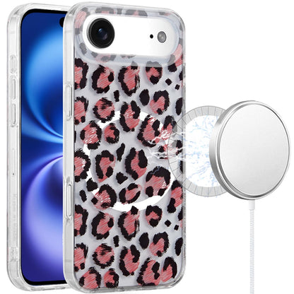 For Apple iPhone 17 AIR Stylish Pattern Fashion IMD Printed Design TPU Double Layer Slim Shockproof with Magnetic Back Case Cover Beauty Leopard