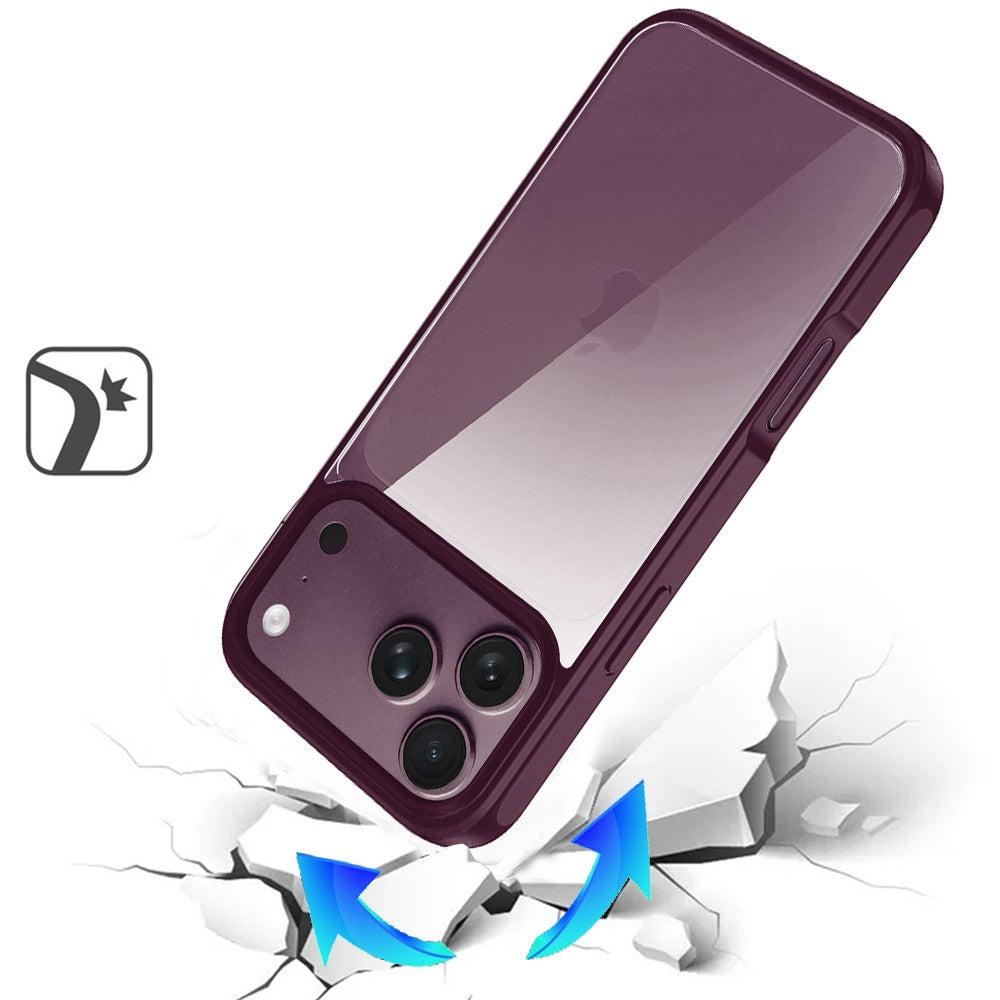 Phone Case for Apple iPhone 18 Pro Max/ iPhone 17 Pro Max Transparent Thick 2.0mm Hybrid Shockproof Rubber TPU Protective Slim Fit Grip Durable Clear HQ Design Cover Purple