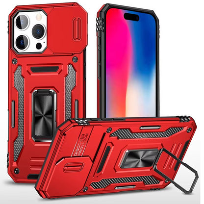 Apple iPhone 15 (6.1") Hybrid Case with Rotation Ring Stand Shockproof & Camera Window TPU Armor Dropproof