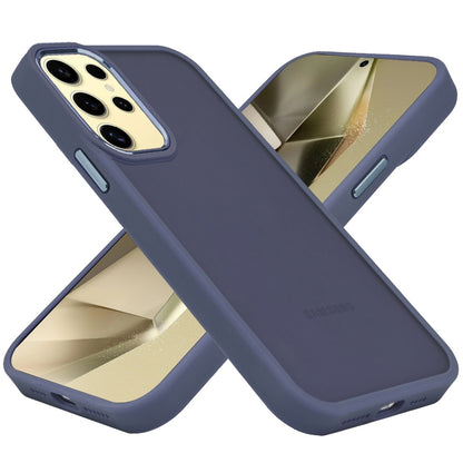 Phone Case for Samsung Galaxy S24 Ultra Polished Acrylic Hybrid TPU Slim Shockproof Metal Button Thick Durable Grip Camera Protection Anti-Scratch Cover