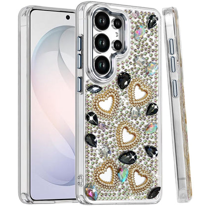 Phone Case for Samsung Galaxy S26 Ultra Luxury Crystal Heart Rhinestone Diamond Bling Shockproof Hybrid Glitter Protective Stylish Durable Grip Cover