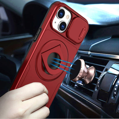 For Apple iPhone 14 /13 Full Coverage with Camera Window, Magnetic Circle, Rotatable Ring Stand, MagSafe Compatible, Shockproof Hybrid Protectiv Case Cover