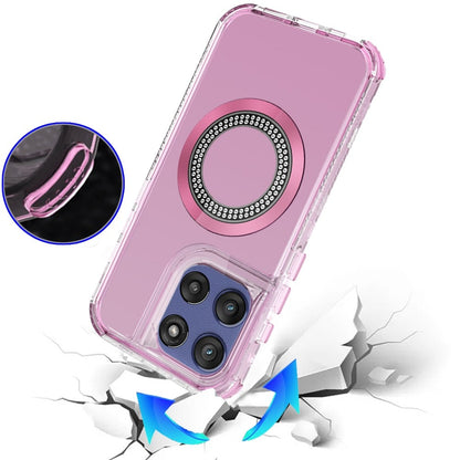 Phone Case for Motorola Moto G 5G 2026/ 2025 Luxury Bling Rhinestone Glitter Magnetic Circle Frosted Hybrid Dual Layer TPU Tough Construction, Sparkling Finish Cover