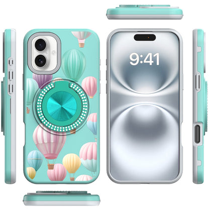 For Motorola Moto G 5G 2025 Pattern Design Hybrid with Invisible Ring Stand & Magnetic Back, Shockproof Protective Grip Case Cover