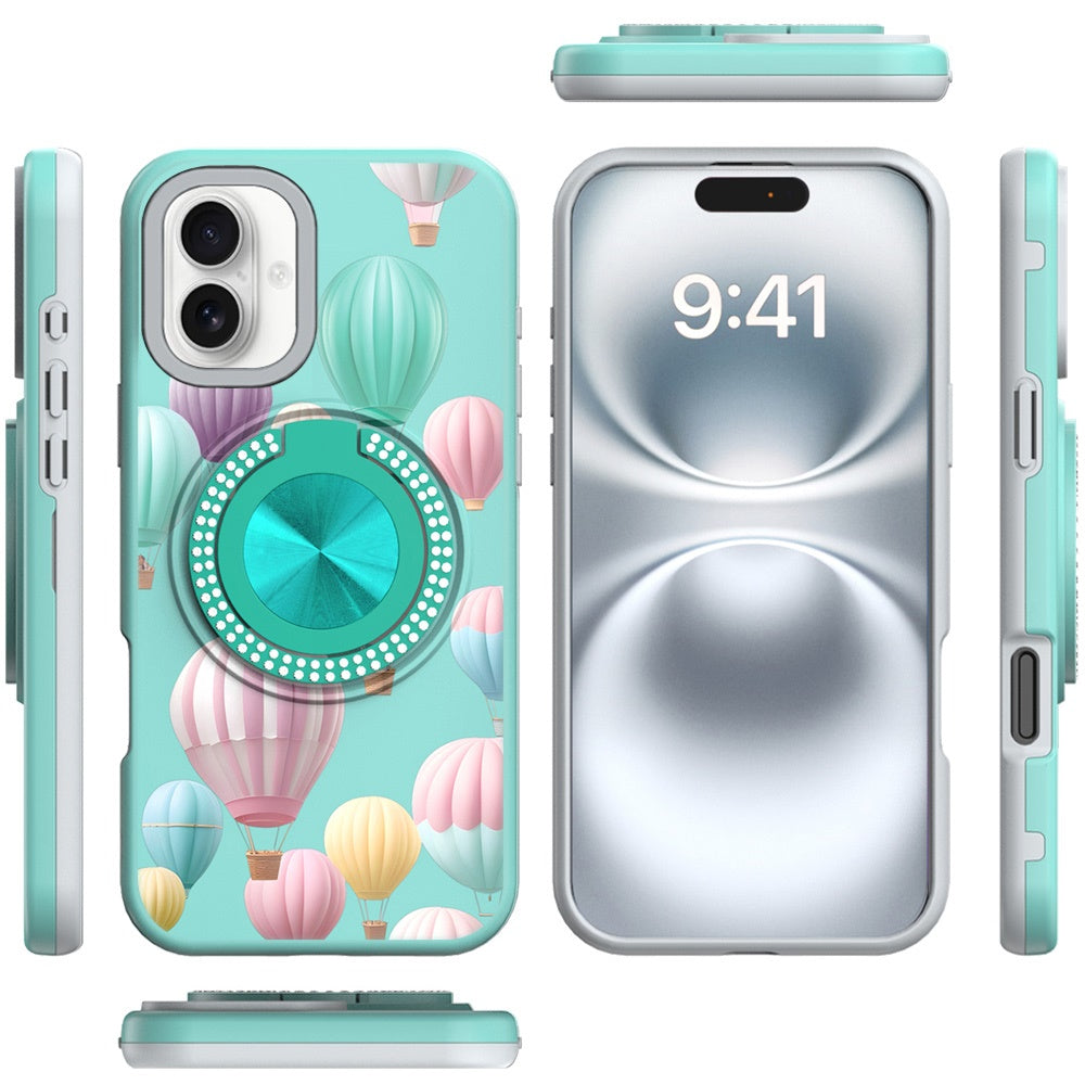 For Motorola Moto G Power 5G 2025 Pattern Design Hybrid with Invisible Ring Stand & Magnetic Back, Shockproof Protective Grip Case Cover