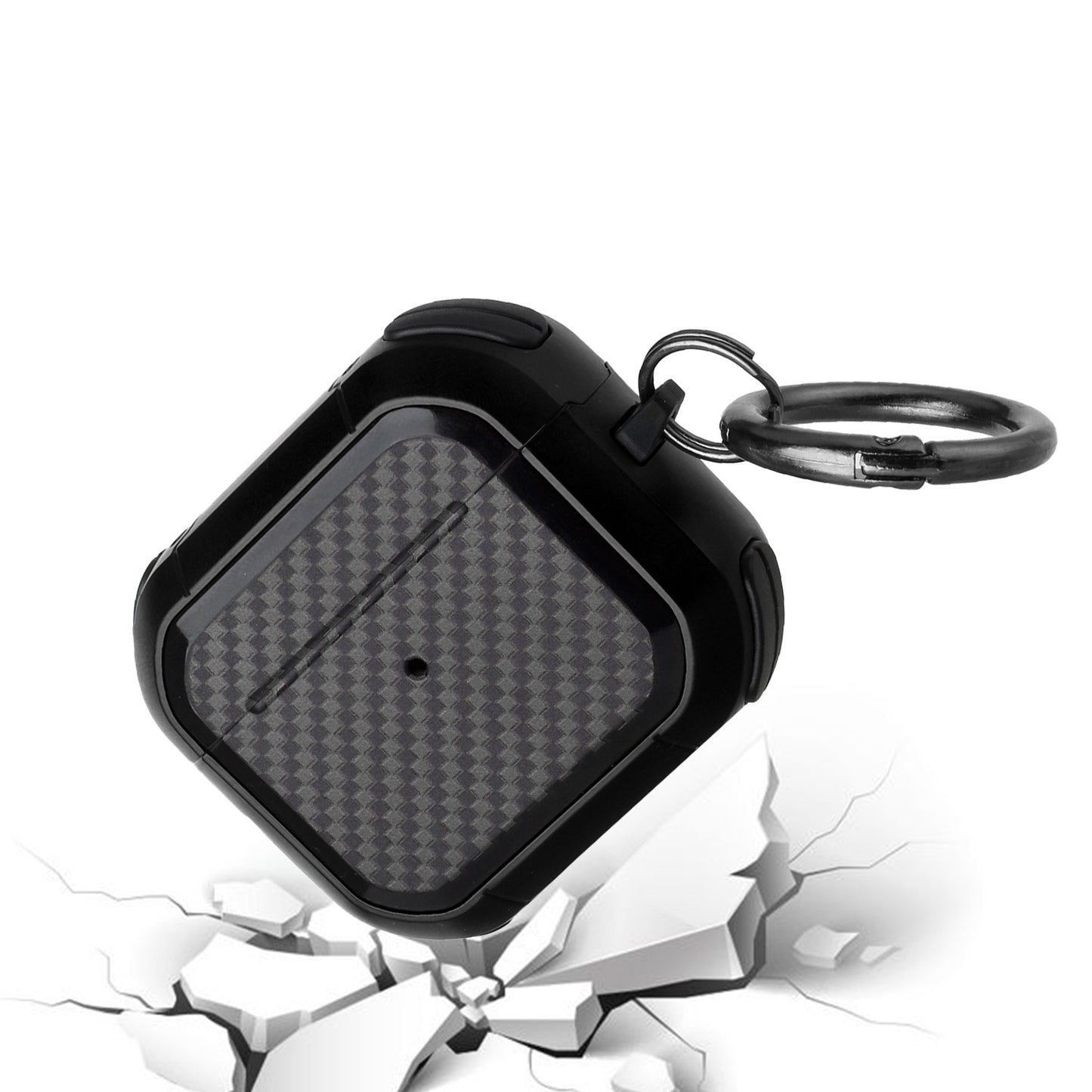 For Airpods Pro 3 (2025) Full-Body Rugged Protective Carbon Fiber with Keychain [Front LED Visible] Hybrid Slim Shockproof Case Cover