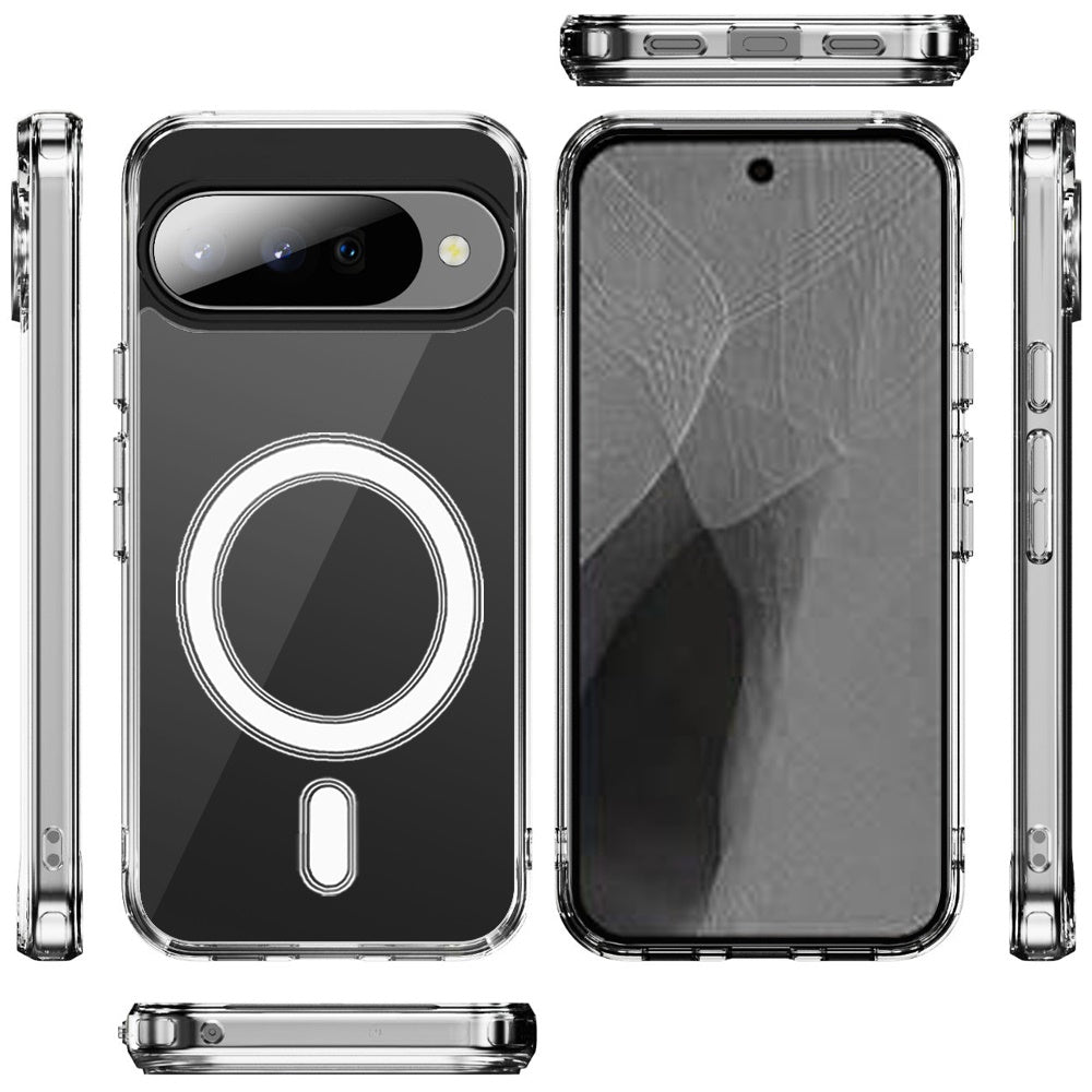 Phone Case for Google Pixel 11 /11 Pro Thick Clear Hybrid Magnetic Circle Shock Absorbing Reinforced Corners TPU Heavy Duty Transparent Frame Bumper Cover Clear