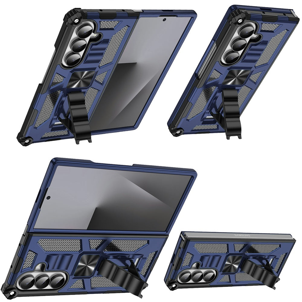 For Samsung Galaxy Z Fold 7 Hybrid Shockproof [Military Grade] Rugged Protective with Magnetic Car Mount & Invisible Stand Case Cover