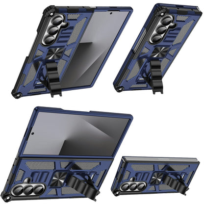 For Samsung Galaxy Z Fold 7 Hybrid Shockproof [Military Grade] Rugged Protective with Magnetic Car Mount & Invisible Stand Case Cover