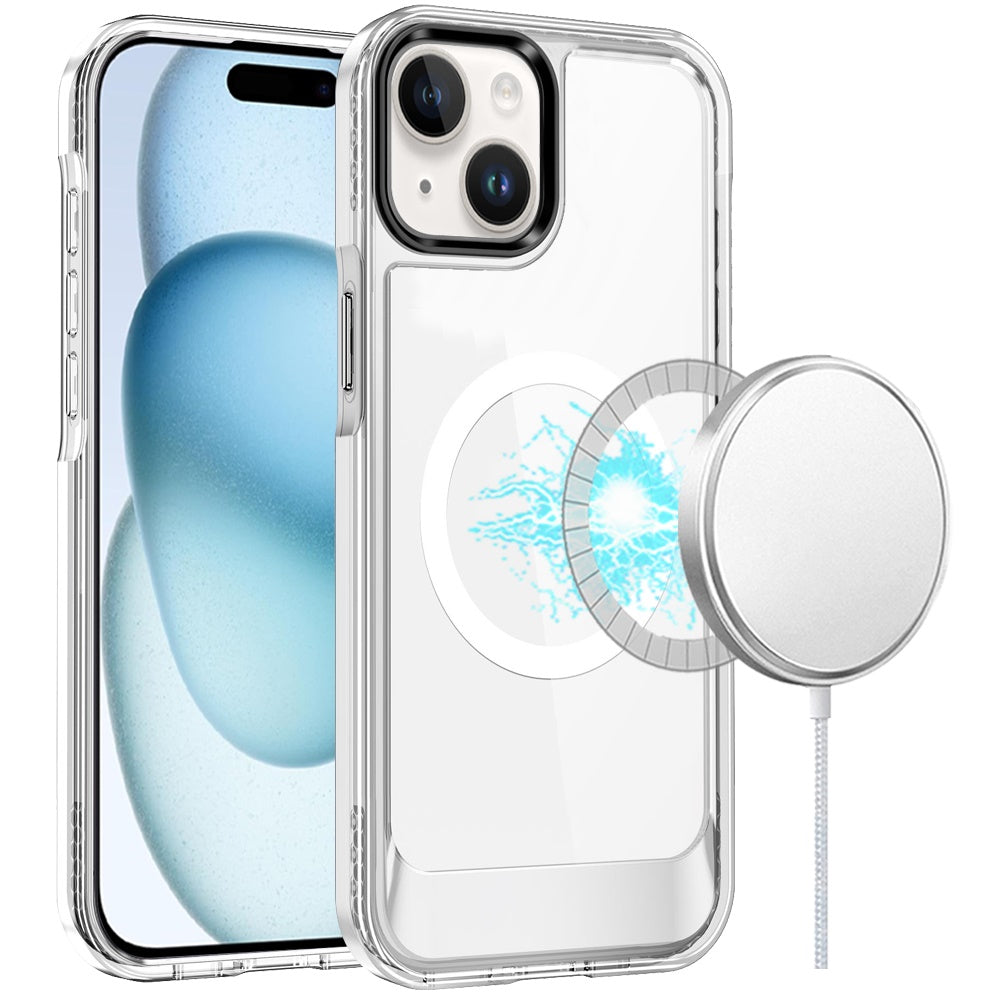 For Apple iPhone 15 Transparent HQ Hybrid Slim, Shockproof, Compatible with MagSafe wireless charging & Military-Grade Case Cover