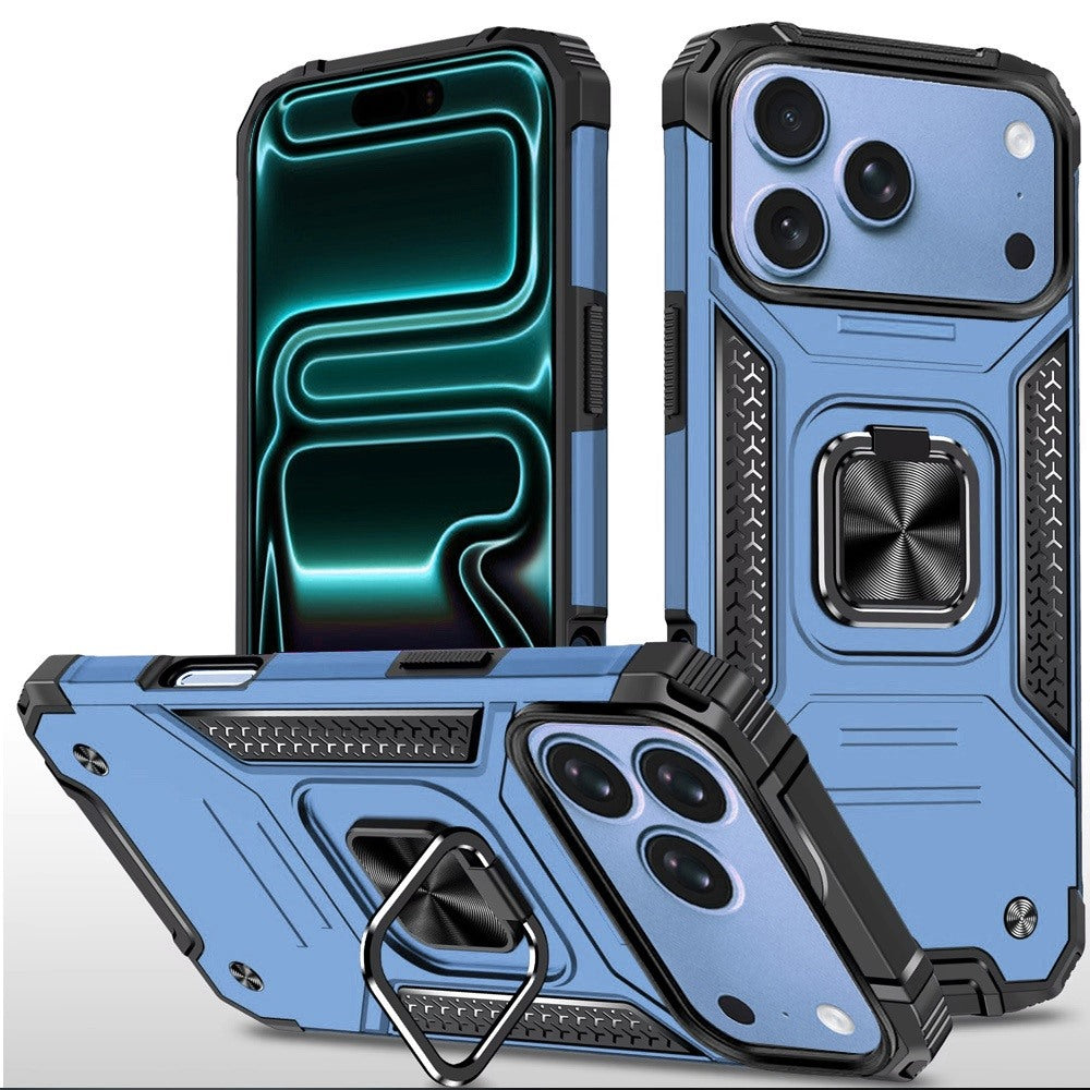 Phone Case for Apple iPhone 18 Pro Max Magnetic Car Mount Hybrid Ring Stand Shockproof Rugged Grip Armor Heavy Duty Protective TPU Durable Cover Blue