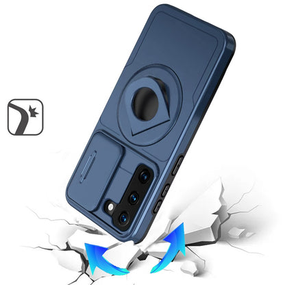 For Samsung Galaxy S21 Full Coverage with Camera Window, Magnetic Circle, Rotatable Ring Stand, MagSafe Compatible, Shockproof Hybrid Protectiv Case Cover