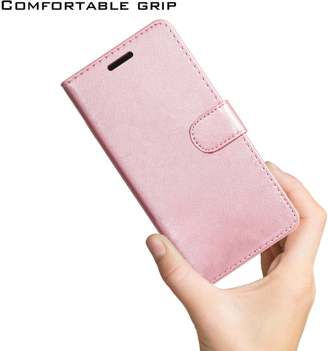 For Samsung Galaxy S25+ S25 Plus /S24+ Wallet PU Leather Pouch with Credit Card Slots ID Money Pocket, Flip Stand & Strap Bookstyle Case Cover Rose Gold
