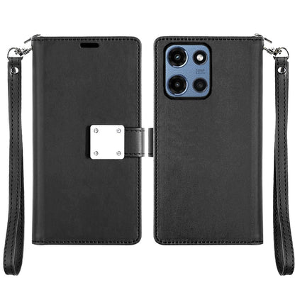For Motorola Moto G Play 5G 2026 Wallet Cases PU Leather with Credit Card /ID /Cash Holder Slot Dual Flip Book Pouch, Stand and Strap Case Cover