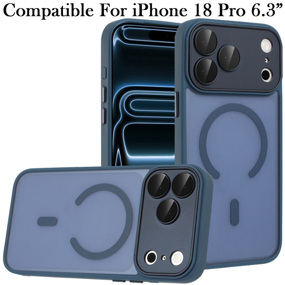 Phone Case for Apple iPhone 18 Pro Matte Frosted Magnetic Back Hybrid Hard PC Soft TPU Camera Protection Slim Shock Absorbing Anti Fingerprint Cover