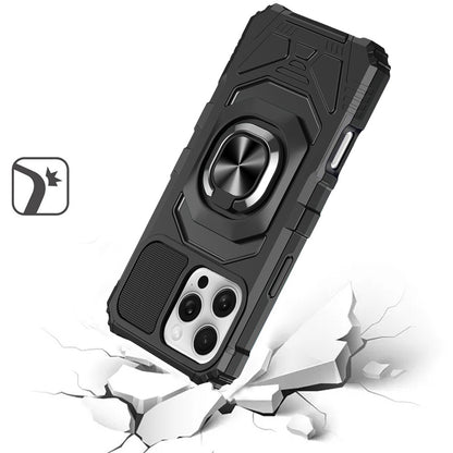 For Apple iPhone 16 Pro (6.3") Hybrid Dual Layer with Rotate Magnetic Ring Stand Holder Kickstand, Rugged Shockproof Case Cover