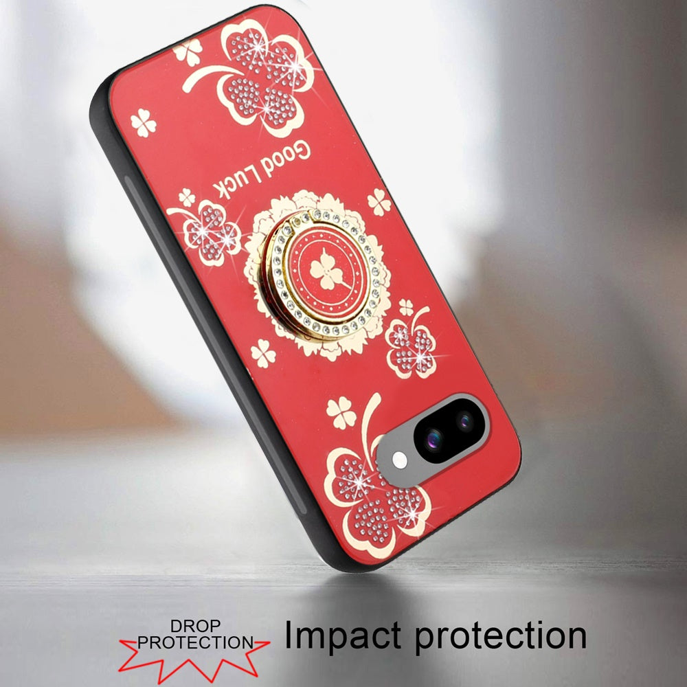 For Google Pixel 9A Diamonds 3D Fashion Bling Sparkly Glitter Ornaments Engraving Hybrid with Ring Stand Case Cover