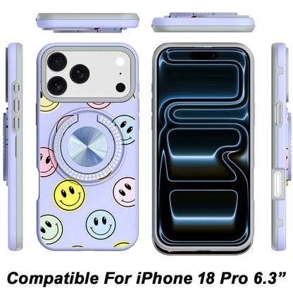 Phone Case for Apple iPhone 18 Pro Magnetic Ring Stand Matte Metal Hybrid Car Mount Friendly Shockproof Rotational Grip Diamond Design Pattern Cover