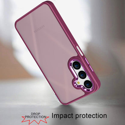 For Samsung Galaxy A17 5G Slim Fit Hybrid Transparent Thick Acrylic with Metal Buttons Frame Protective Hard PC + TPU Shockproof Case Cover Black