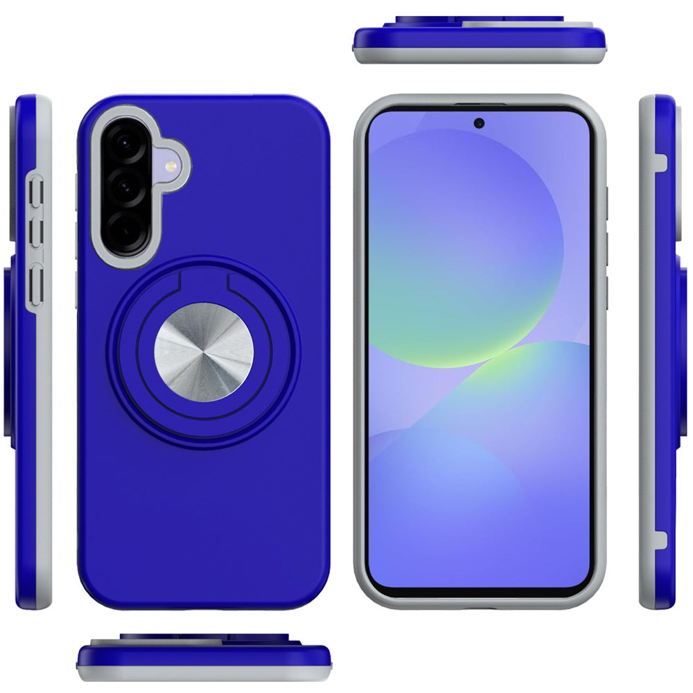 For Samsung Galaxy A37 Metal Matte Hybrid with Invisible Rotational Ring Stand, Car Mount Friendly, Military Grade Slim Fit Sturdy Case Cover