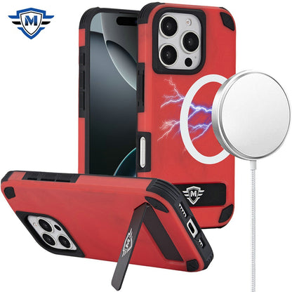 For Apple iPhone 15 Pro Max (6.7") Premium Heavy Duty Dual-Layer Rugged, Shockproof Kickstand Magnetic Compatible with MagSafe Case Cover